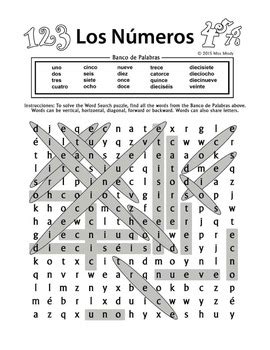 los numeros word search|Los Números Word Search .